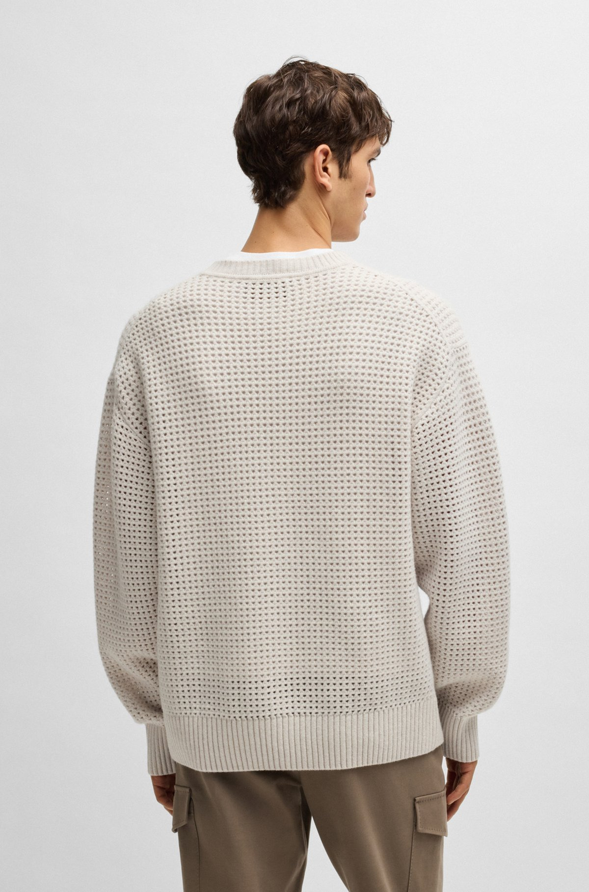 RELAXED-FIT SWEATER IN STRUCTURED WOOL AND CASHMERE - 5