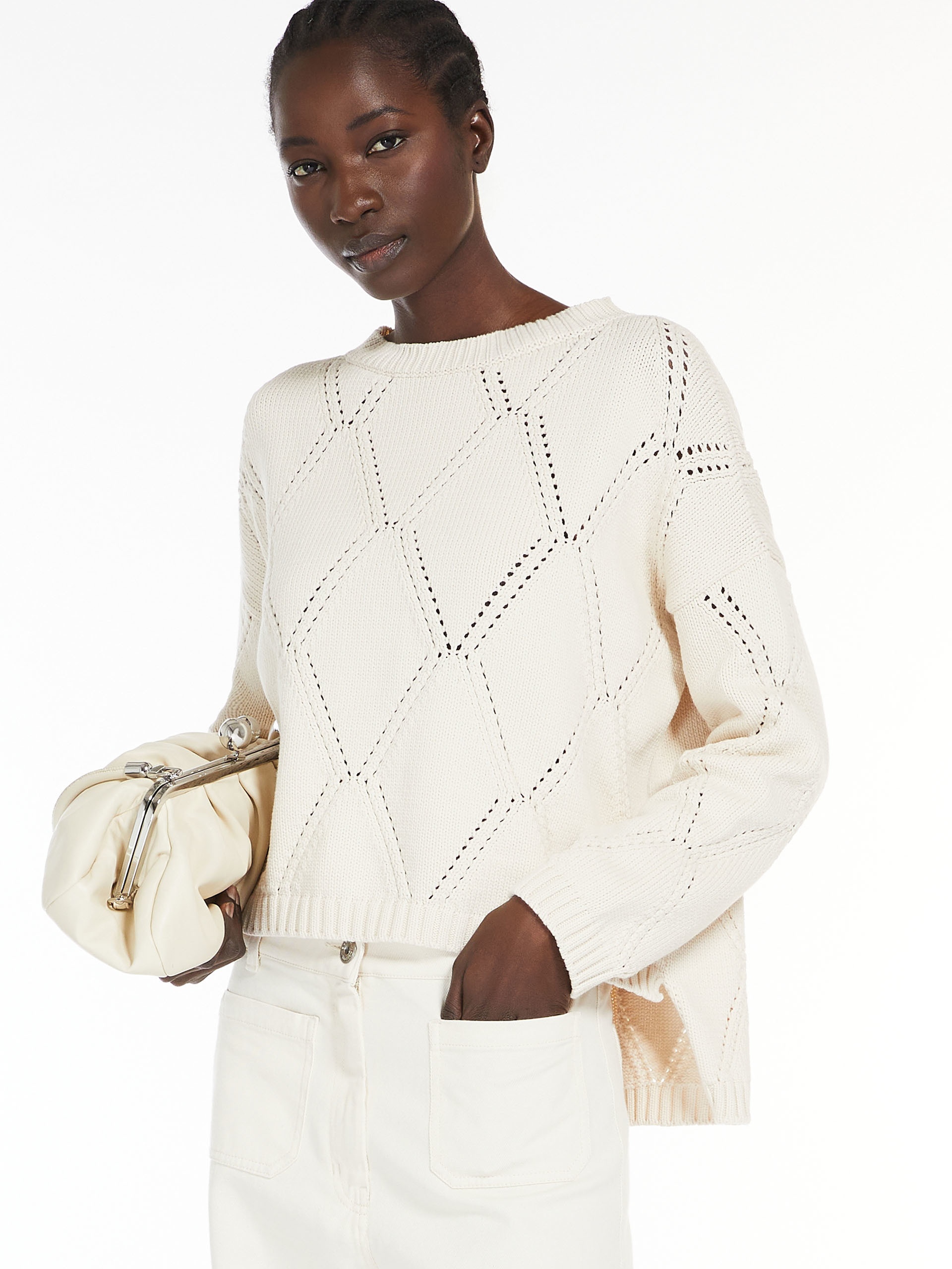 ABBOZZI Oversized diamond-knit cotton sweater - 5