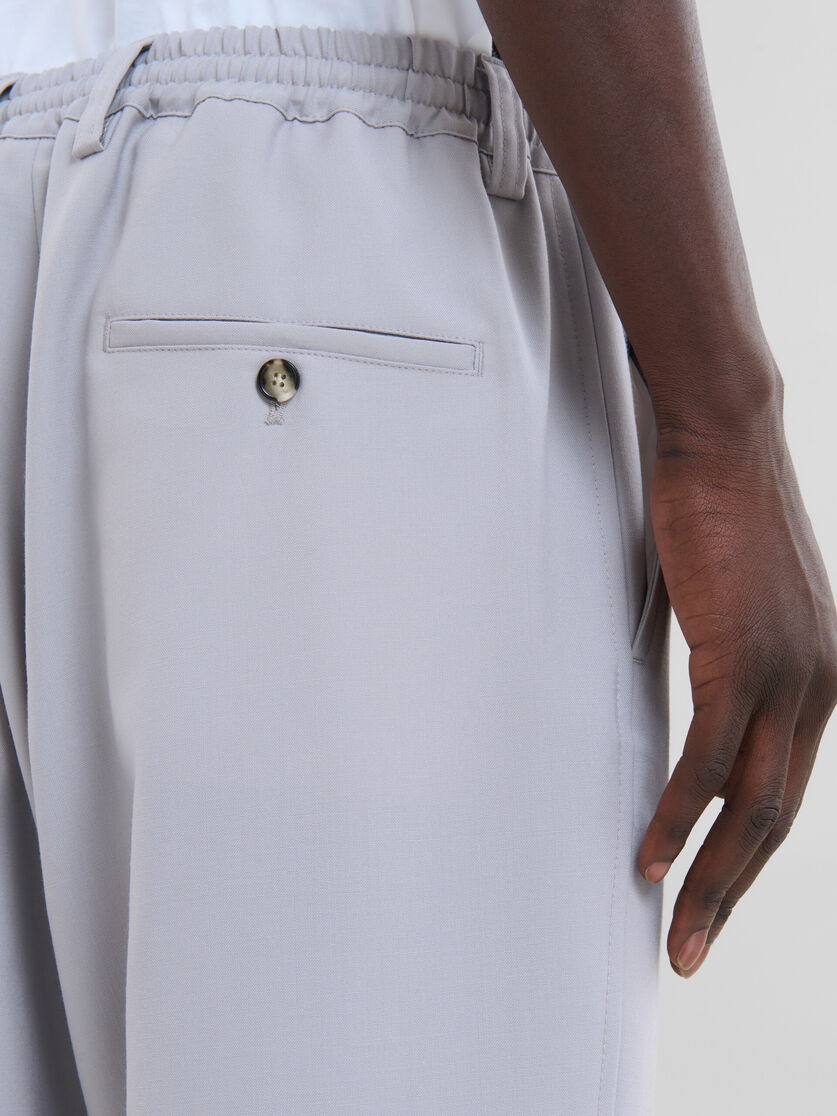 GREY TROPICAL WOOL TROUSERS WITH DRAWSTRING WAIST - 4