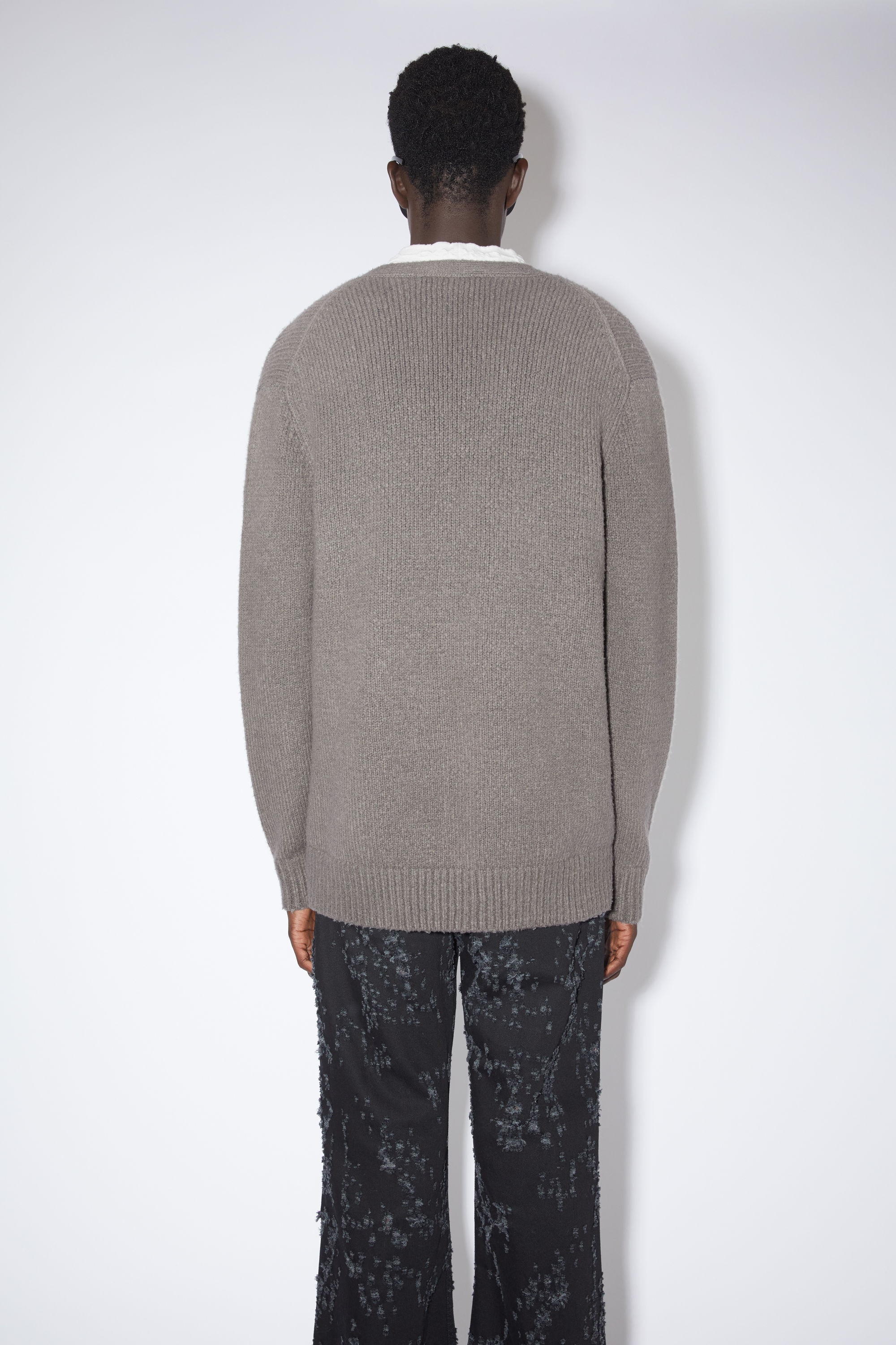 Wool blend cardigan - Dark grey - 3