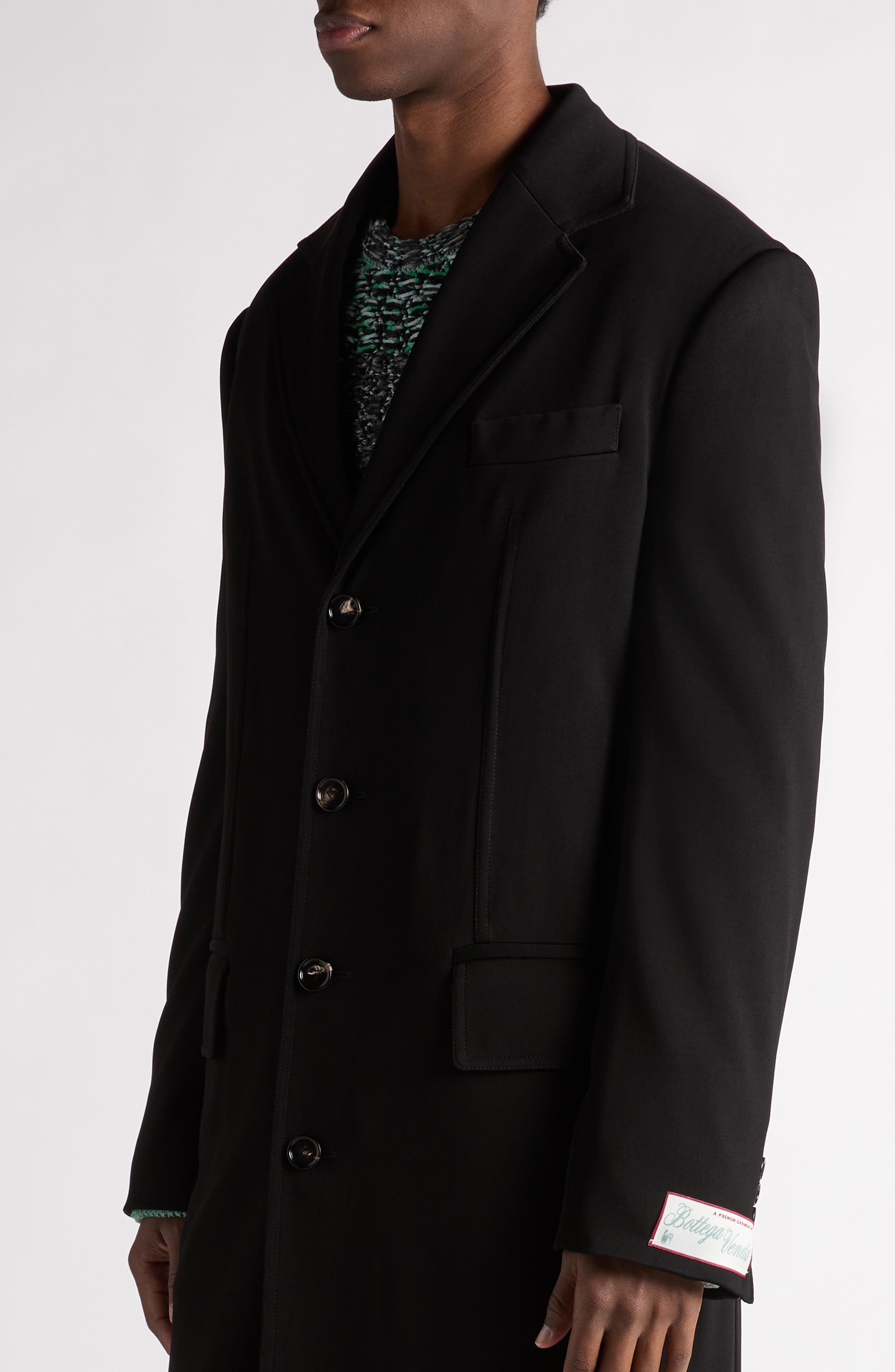 Bottega Veneta Fluid Matte Jersey Topcoat in 1000 Black at Nordstrom - 5