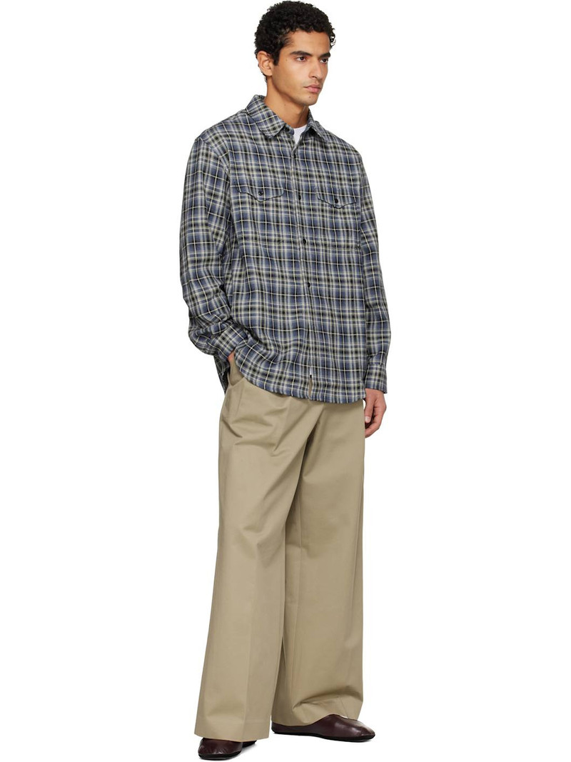 Tonywack Beige Cotton Drill Wide Leg Pleated Trousers outlook