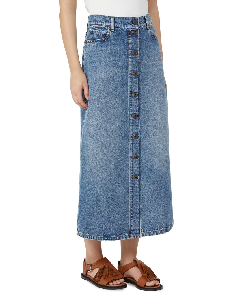 Women's Cotton Denim Skirt - Navy 3