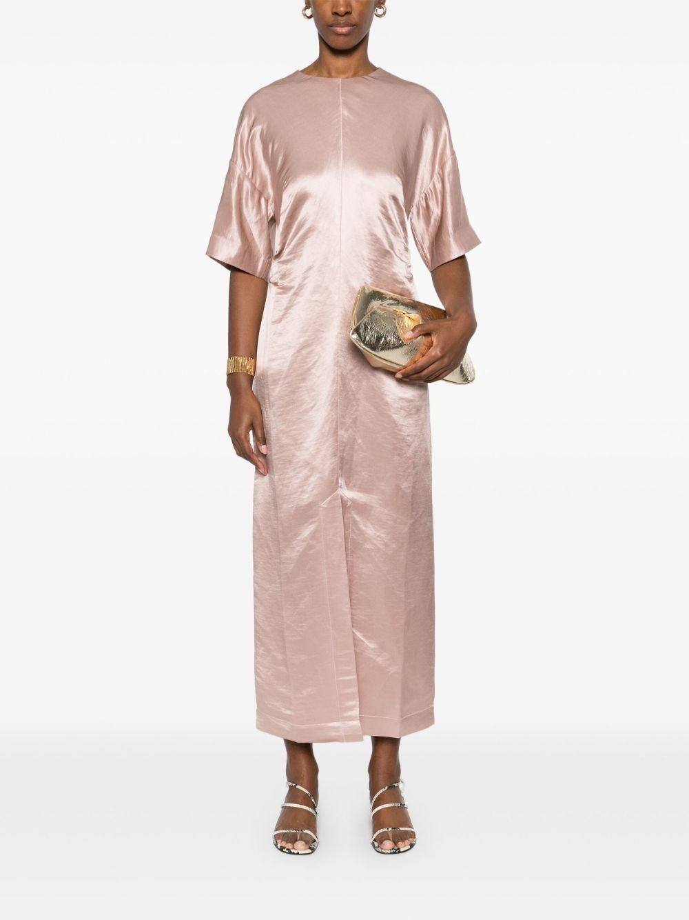 gathered-detail midi dress - 2