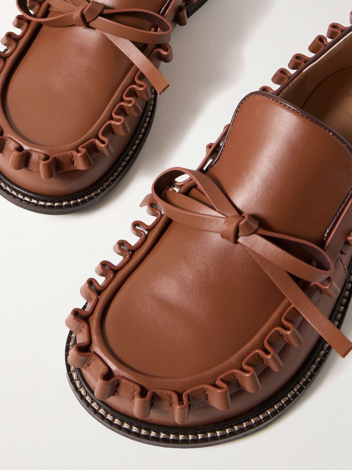 Ruffled leather loafers Tan - 5