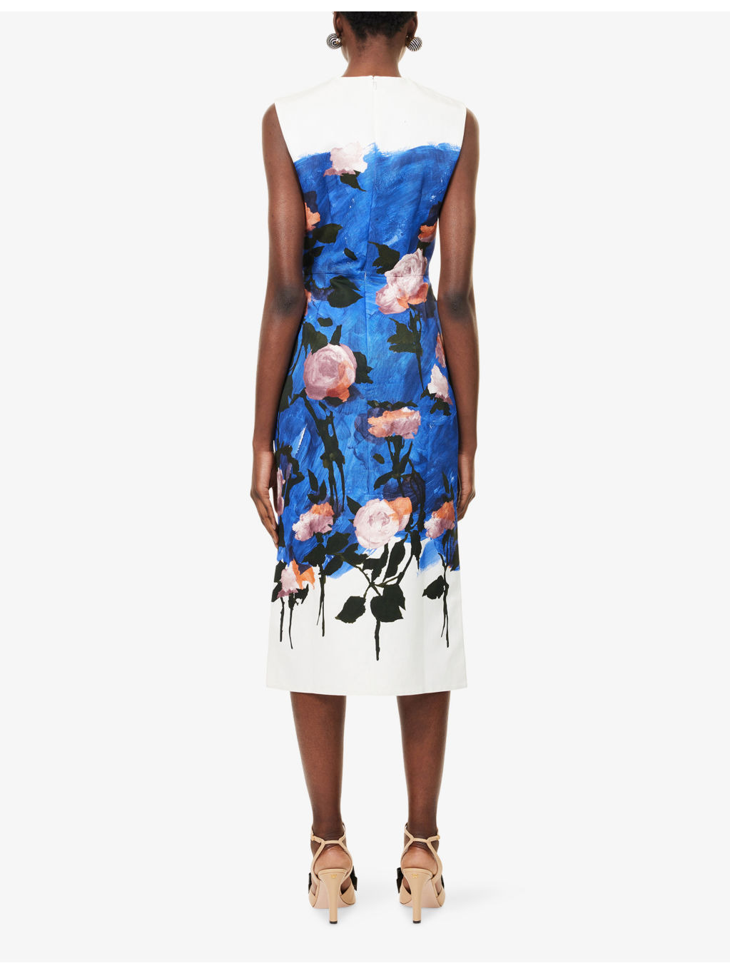 Floral Sleeveless Cotton-Blend Midi Dress - 4