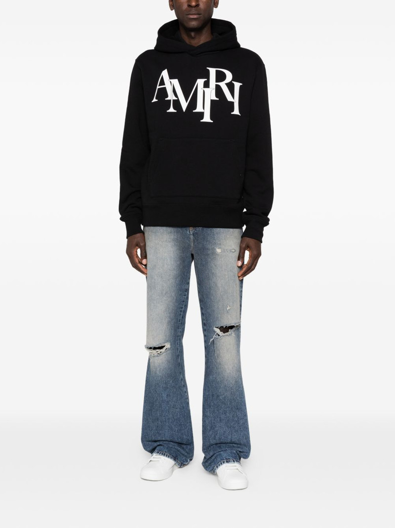 AMIRI Staggered logo-detail long-sleeve hoodie outlook