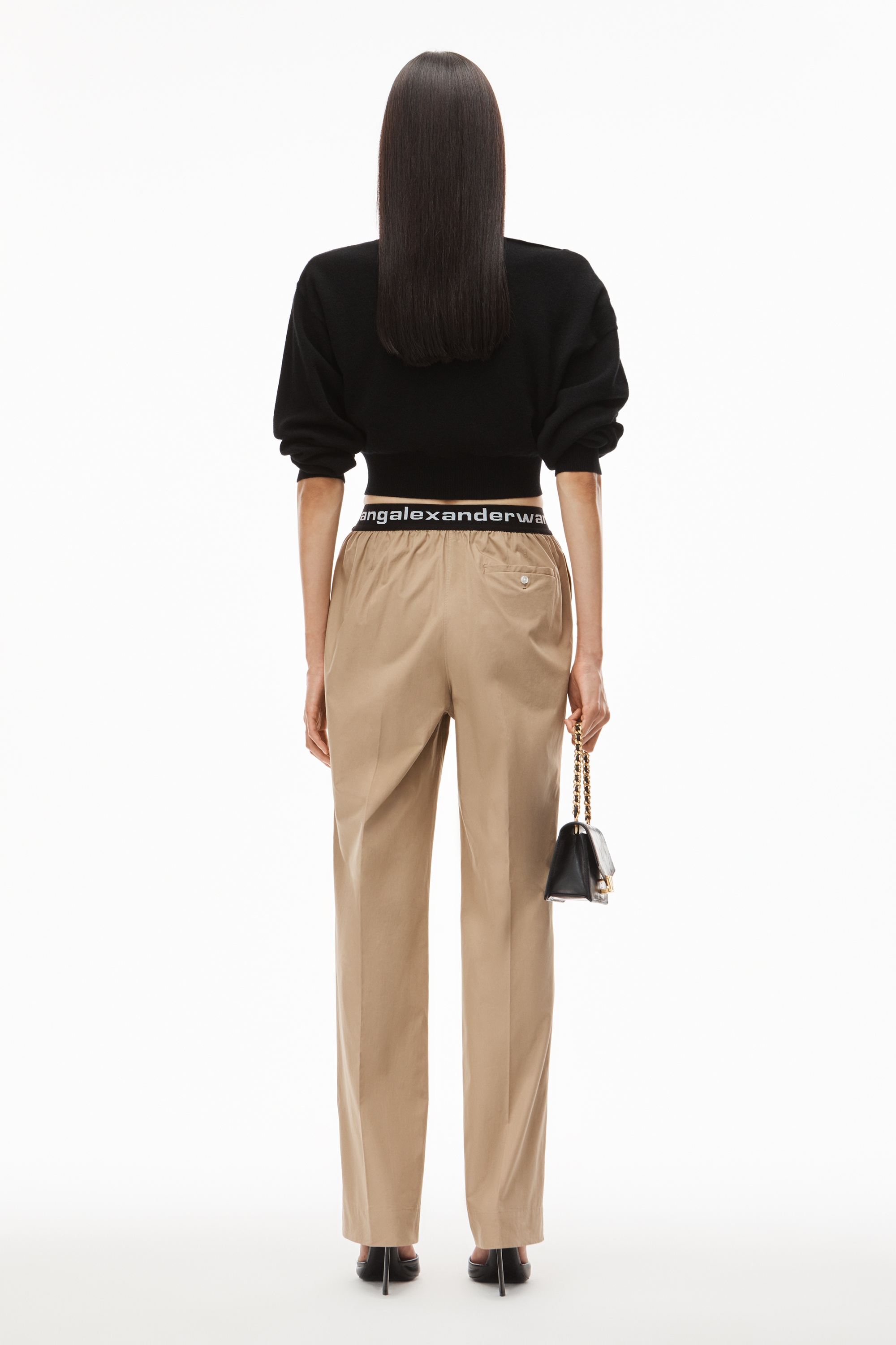 LOGO ELASTIC PLEATED PANT IN COTTON - 4