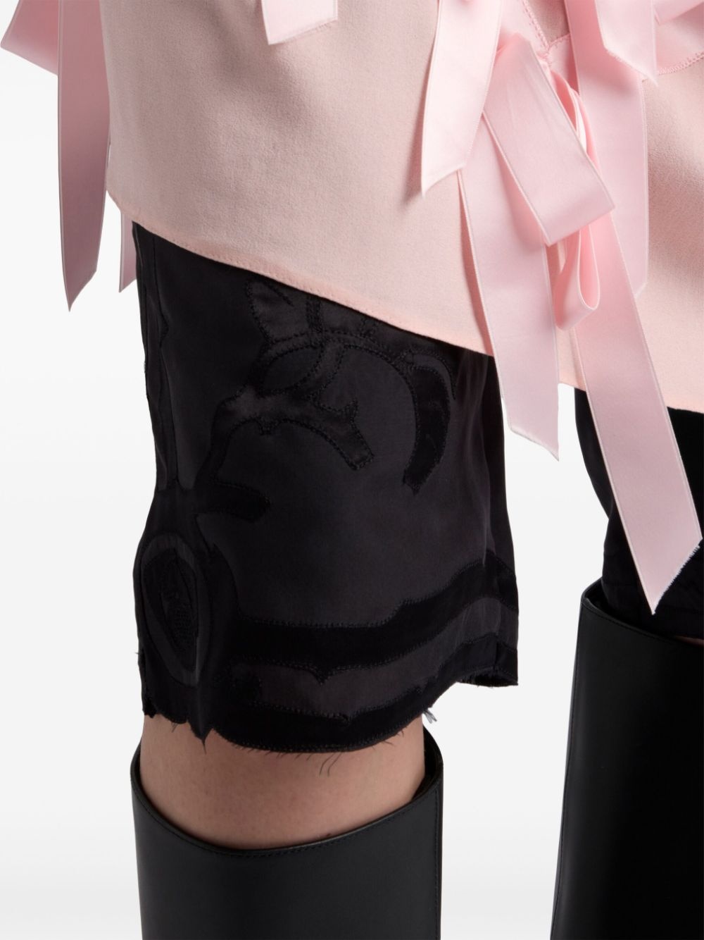 bow-embellished sablé dress - 4