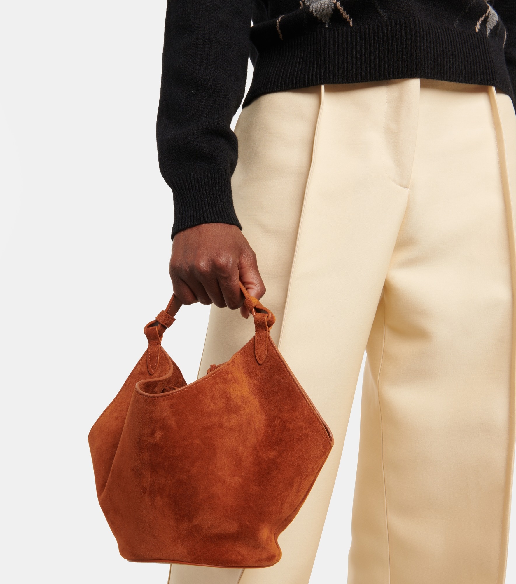 Lotus Mini suede tote bag - 6