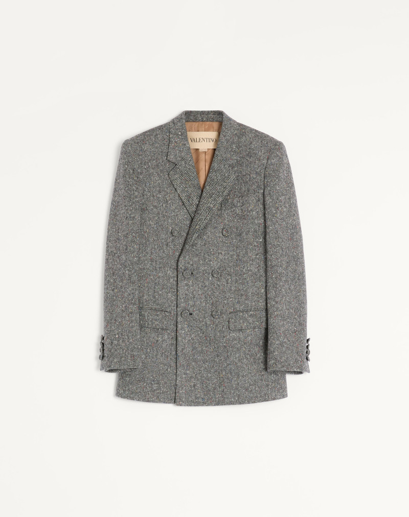 VALENTINO DOUBLE-BREASTED JACKET IN NATTÉ BOUTONNÉ WOOL 1