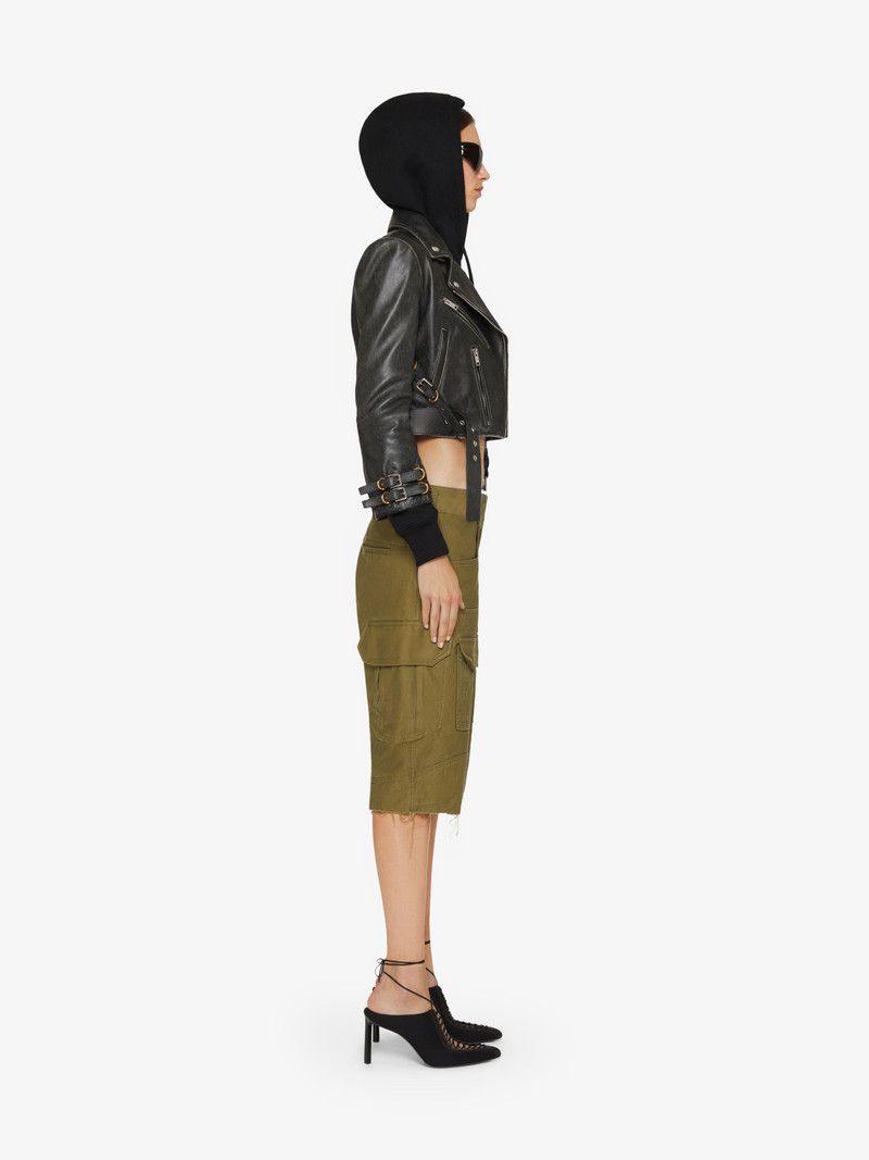 VOYOU SHORT BIKER JACKET IN LEATHER 3