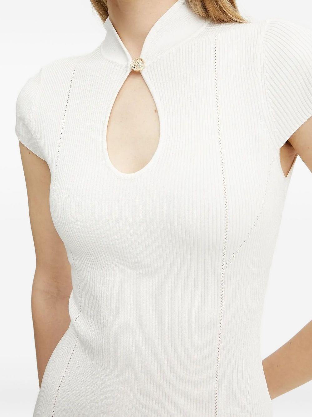 ribbed keyhole-neck mini dress - 4