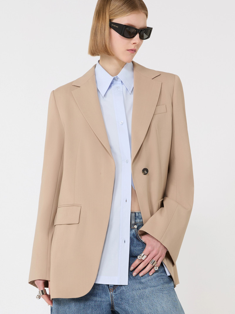 MELA Tailored wool blazer with pleated back - BEIGE 5