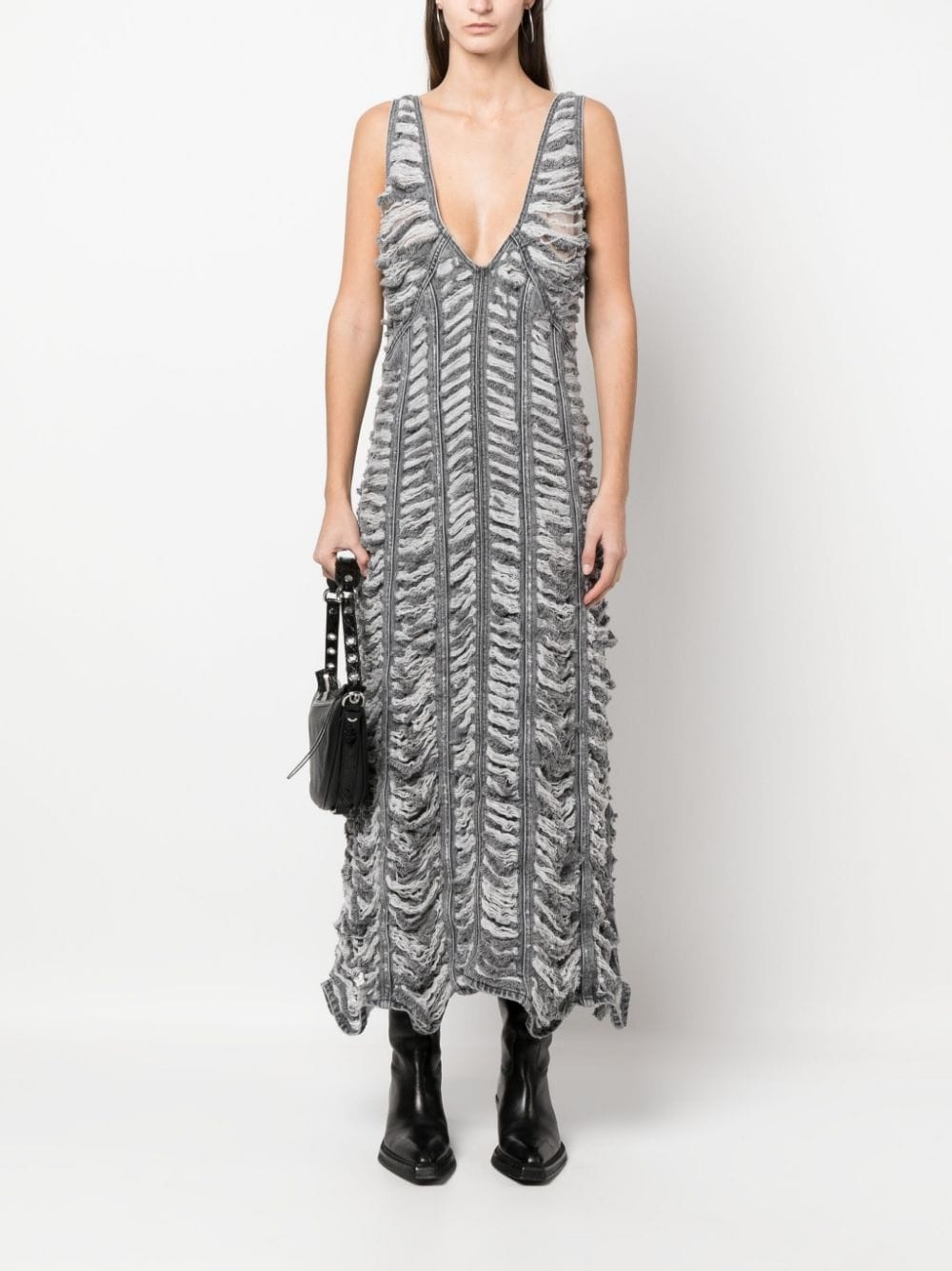 ruched denim sleeveless dress - 2
