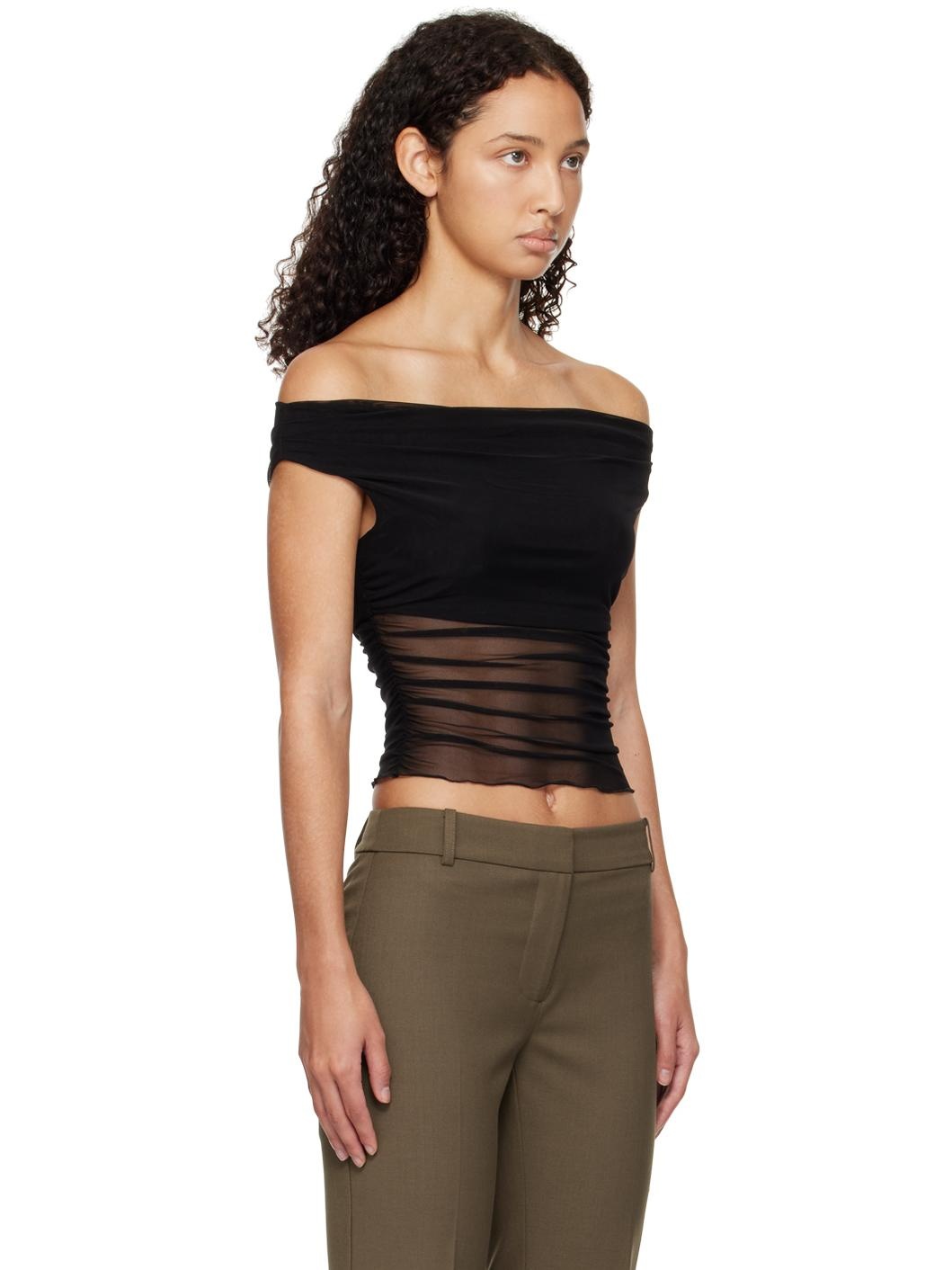Black Pia Off Shoulder Tank Top - 2