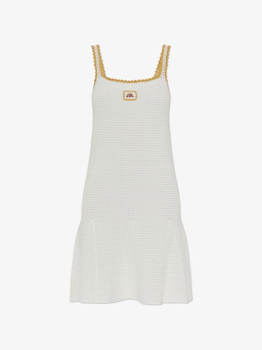 crochet-knit logo-patch mini dress - 1