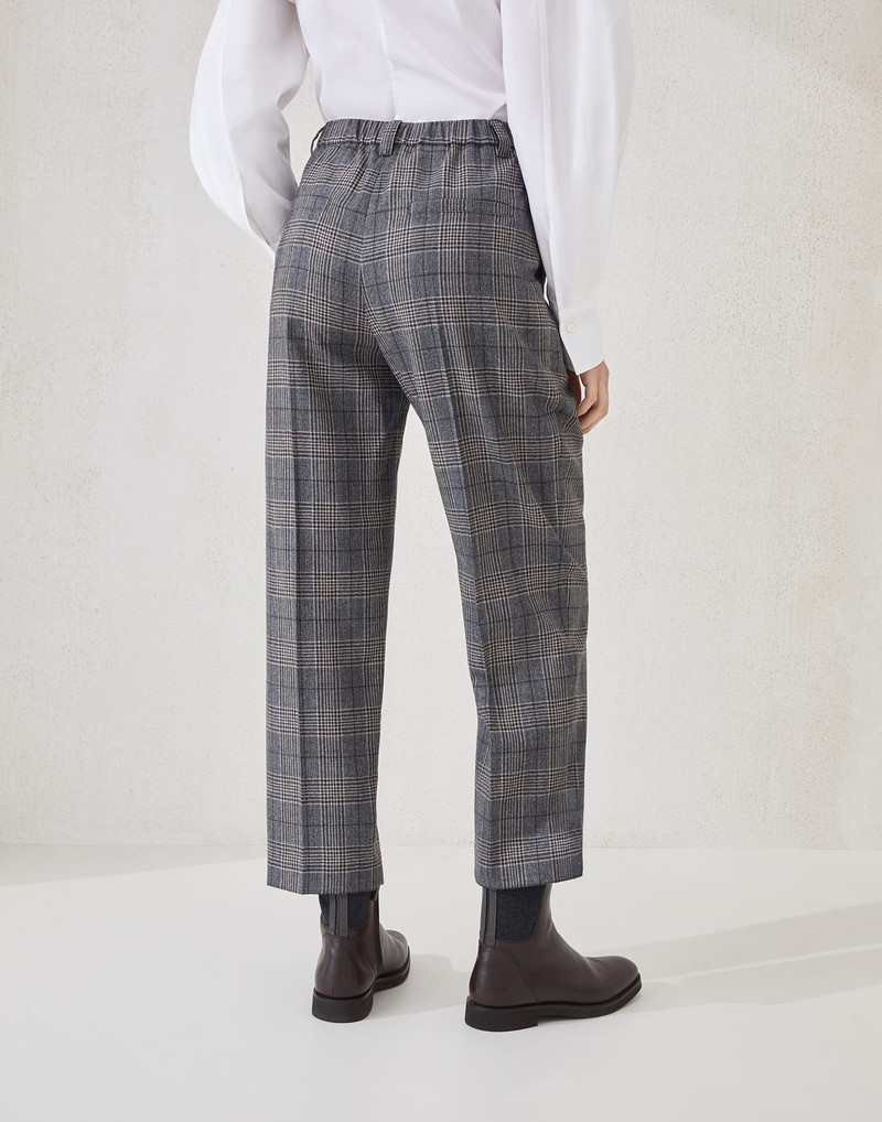 Brunello Cucinelli Virgin wool Prince of Wales baggy trousers with monili outlook
