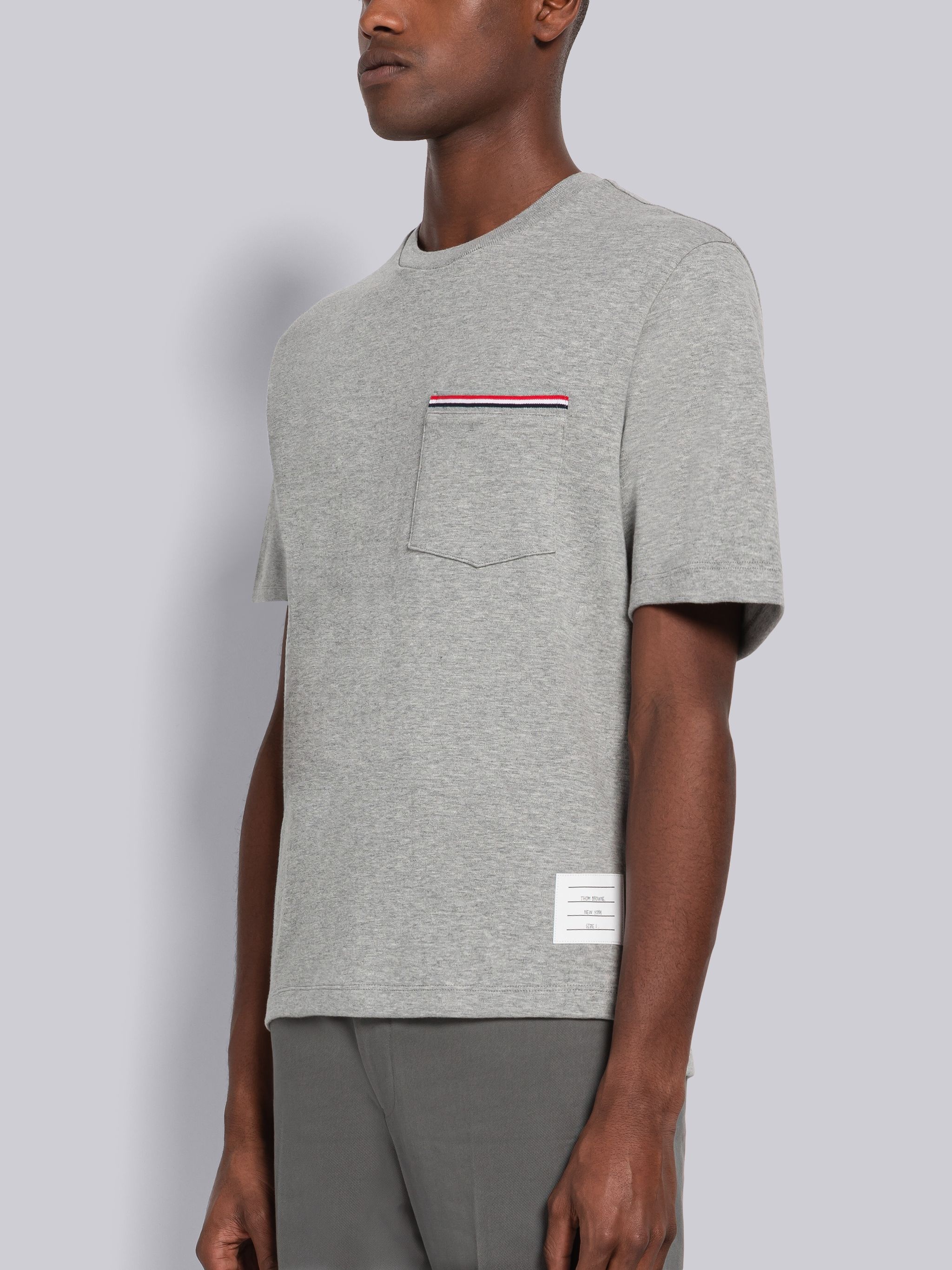 Thom Browne logo-patch Short-Sleeve Polo Shirt - Grey