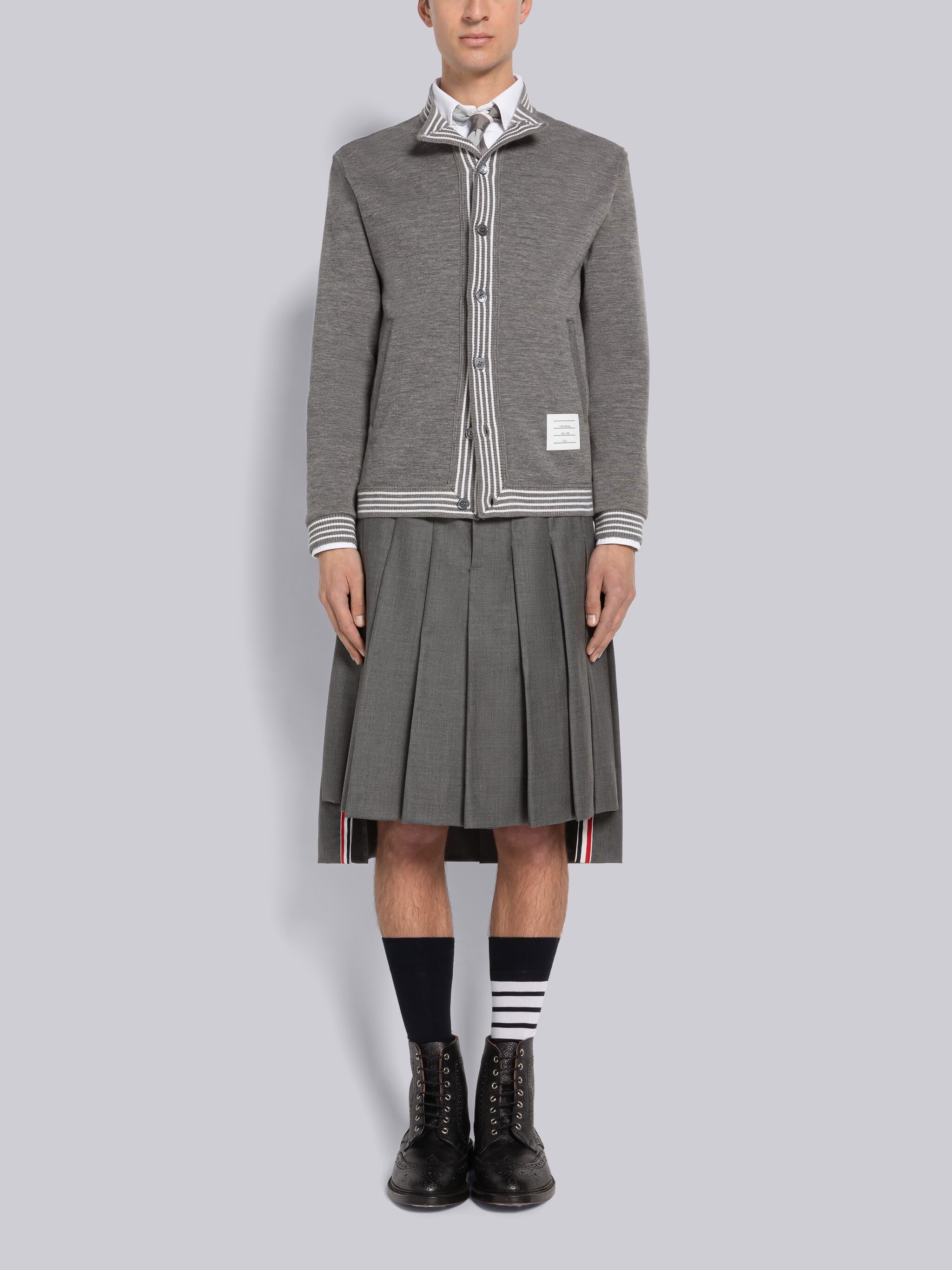 Wool Milano Funnel Neck Button Up Jacket - 4