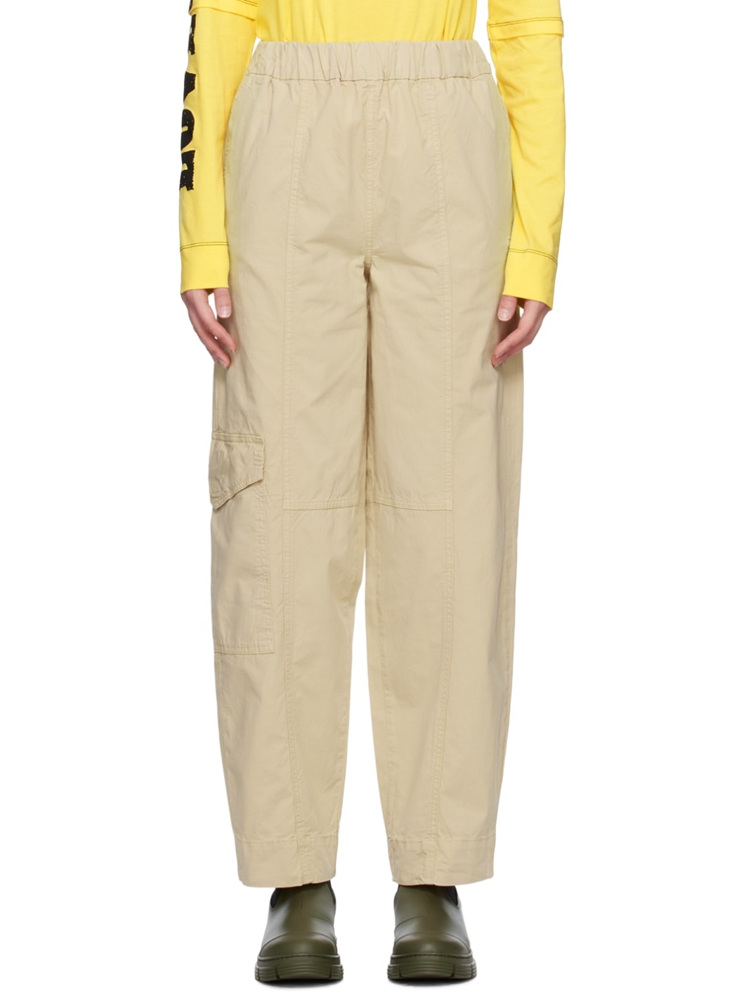 Khaki Curve Trousers - 1