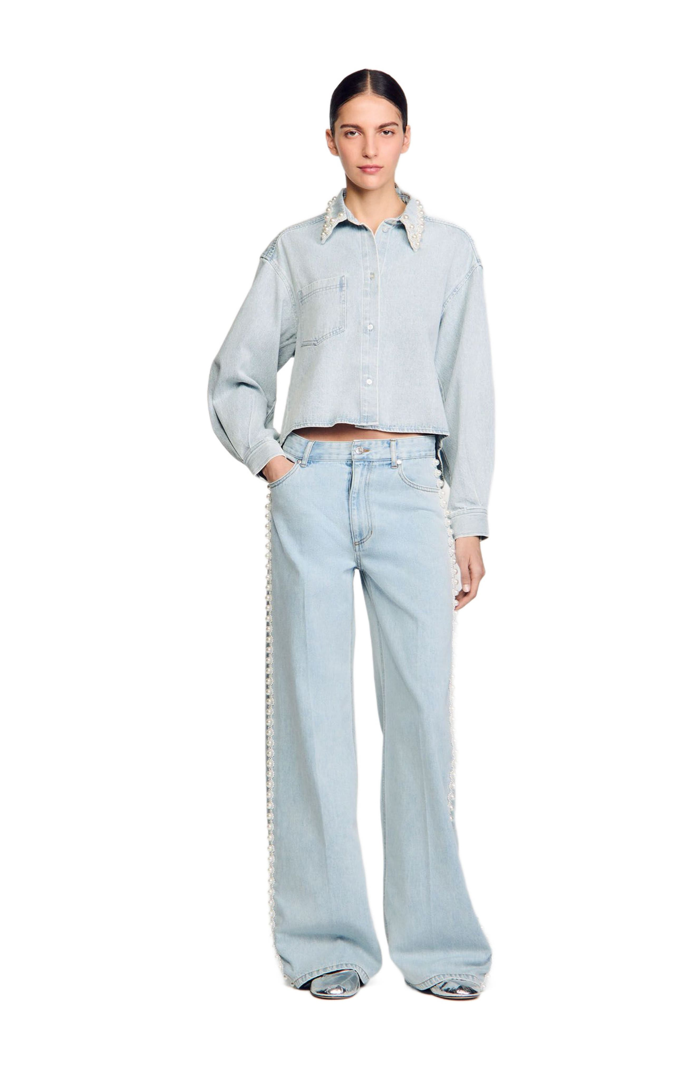 SANDRO Beaded jeans in Light Bu Jean at Nordstrom - 6