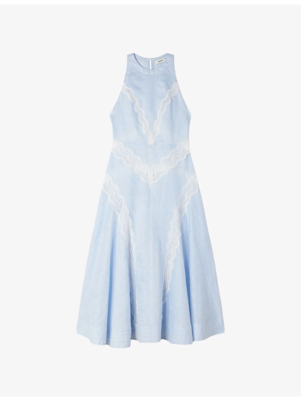 Lace-Trim Linen-Blend Maxi Dress - 1