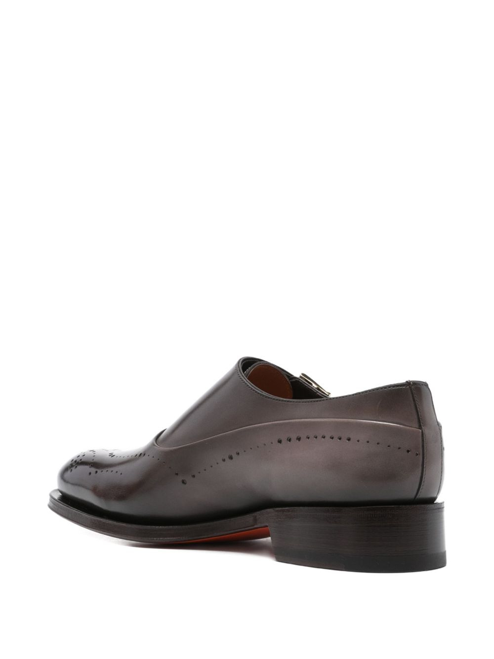 double-buckle perforated monk shoes - 3