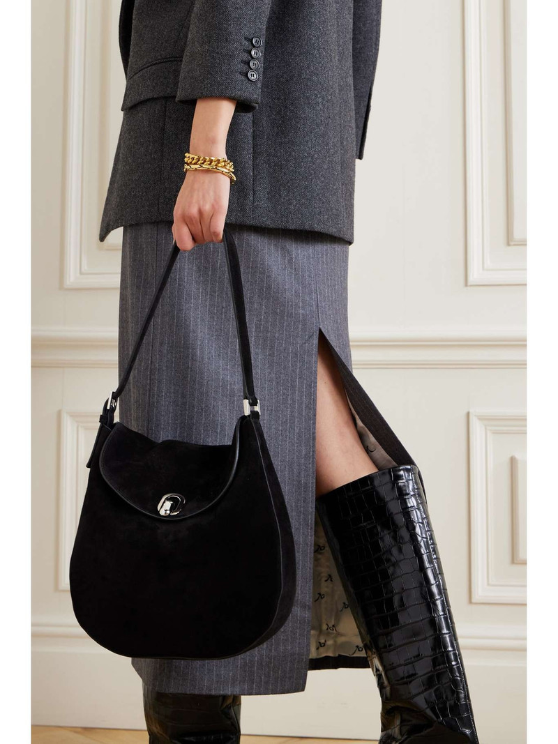 SAVETTE Tondo large suede shoulder bag outlook