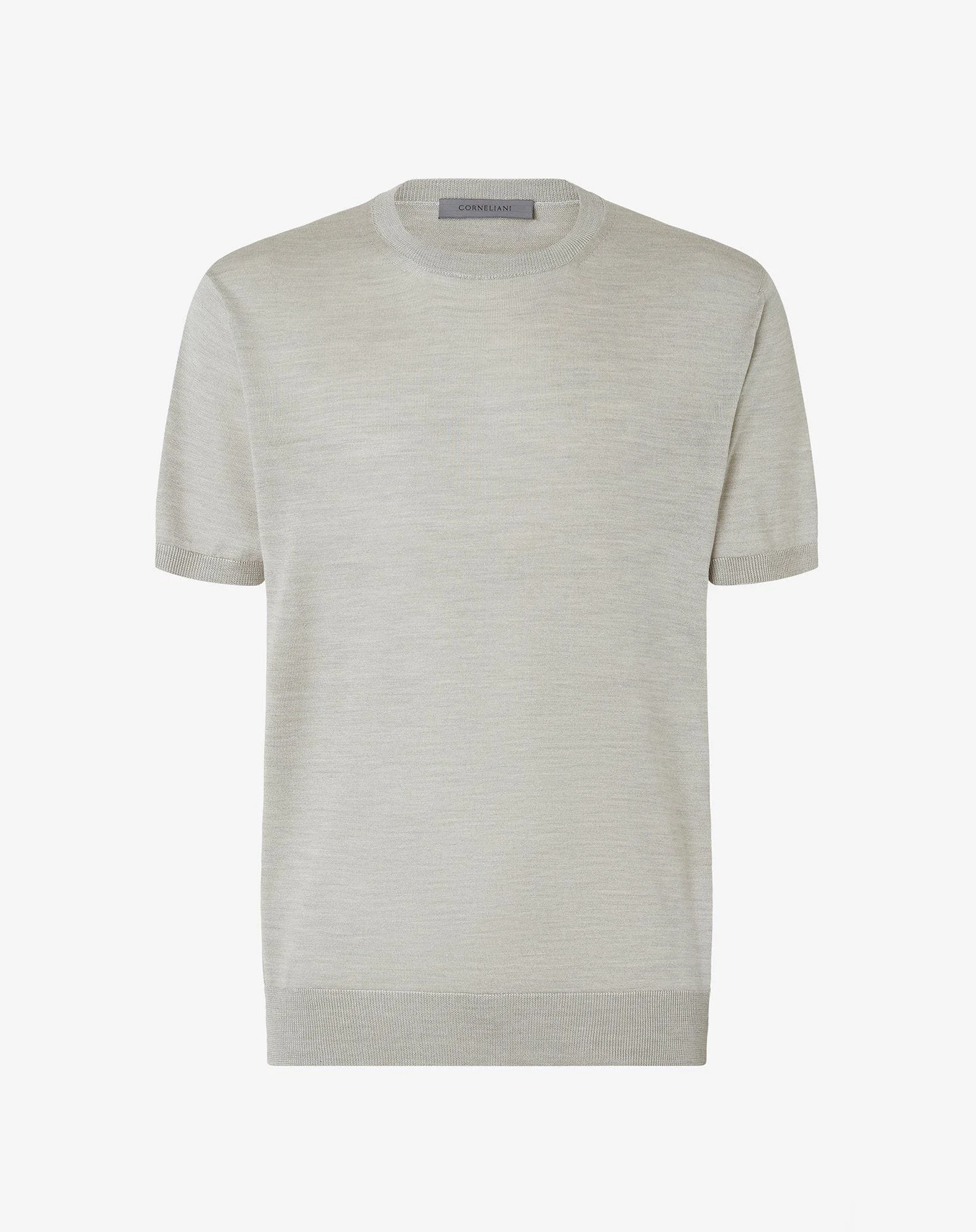 Grey crew neck pure silk knitwear - 1