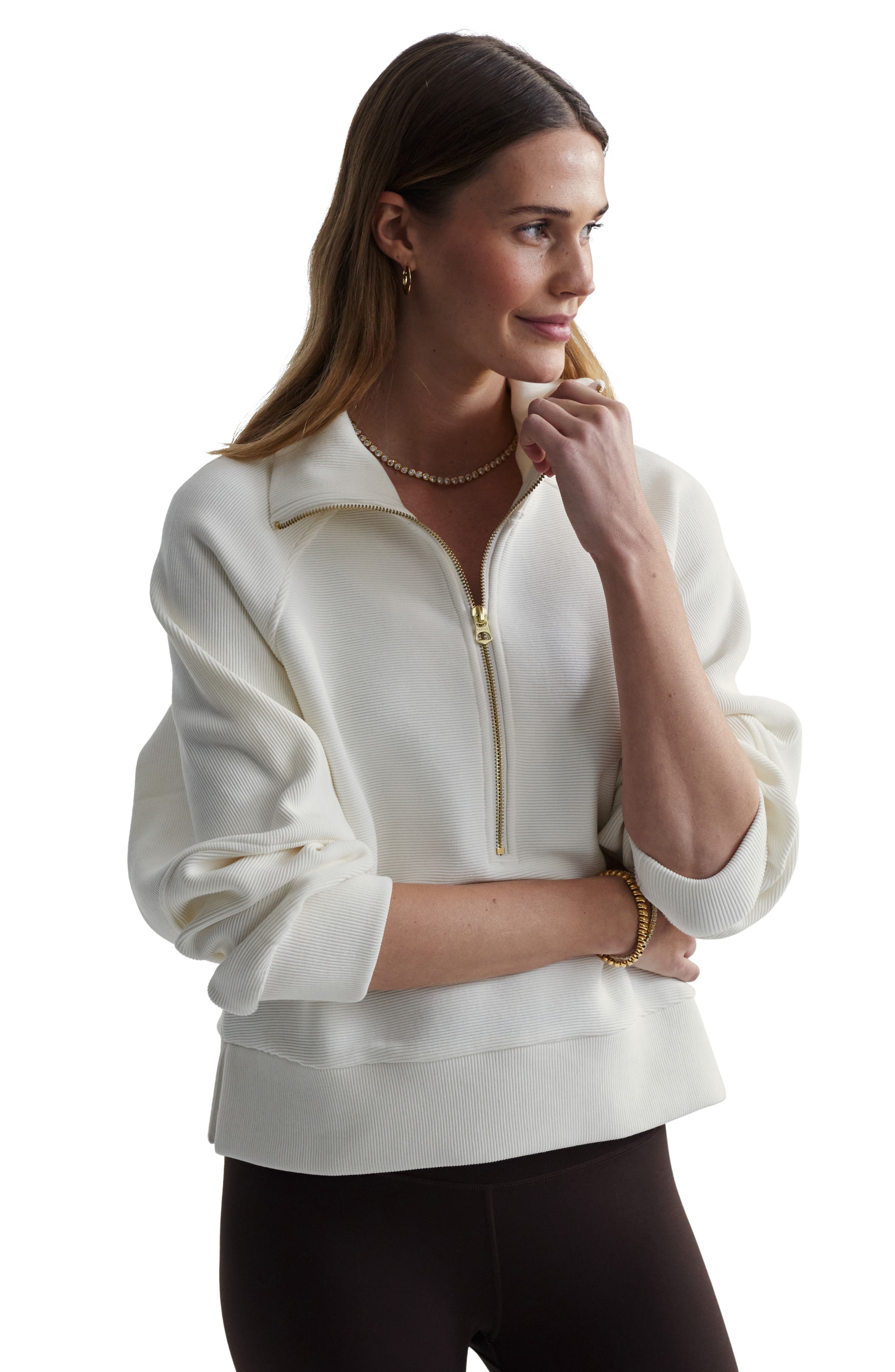 Varley Milano Half-Zip Sweatshirt in Ivory at Nordstrom - 5