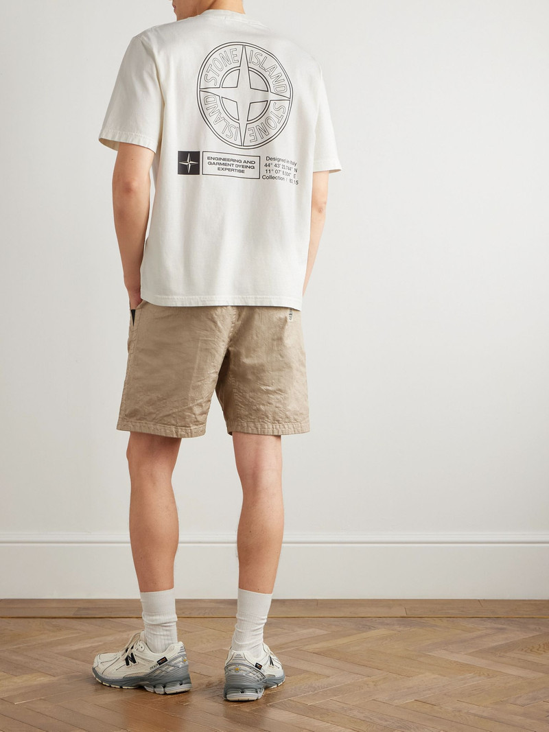 Stone Island Logo-Print Cotton-Jersey T-Shirt Ivory outlook