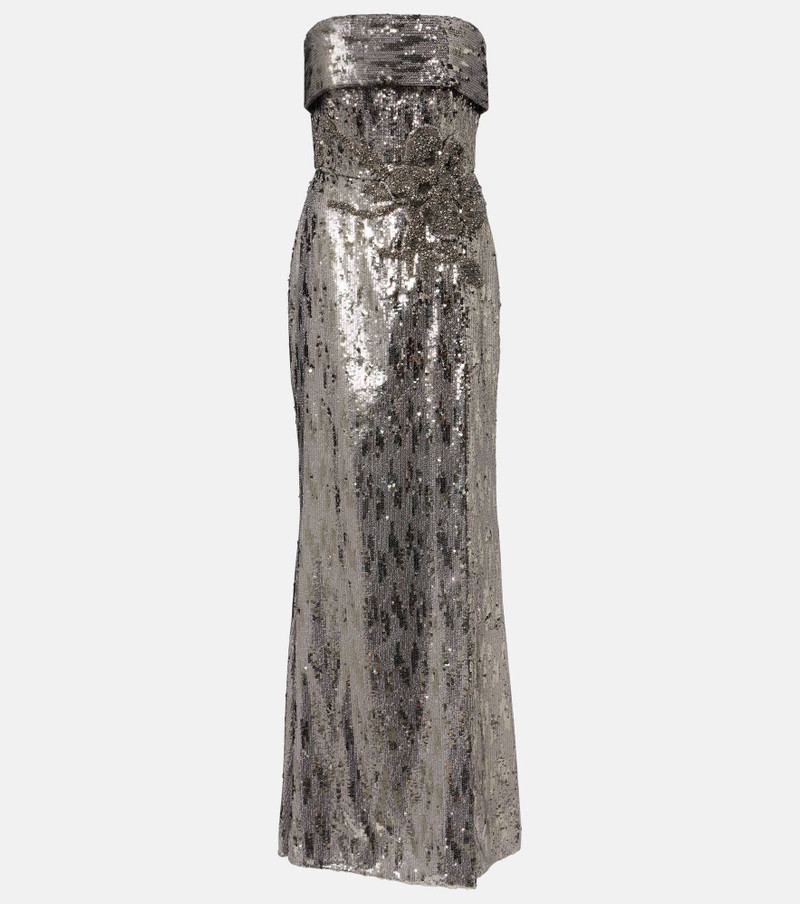 sequin-embellished strapless maxi dress 1