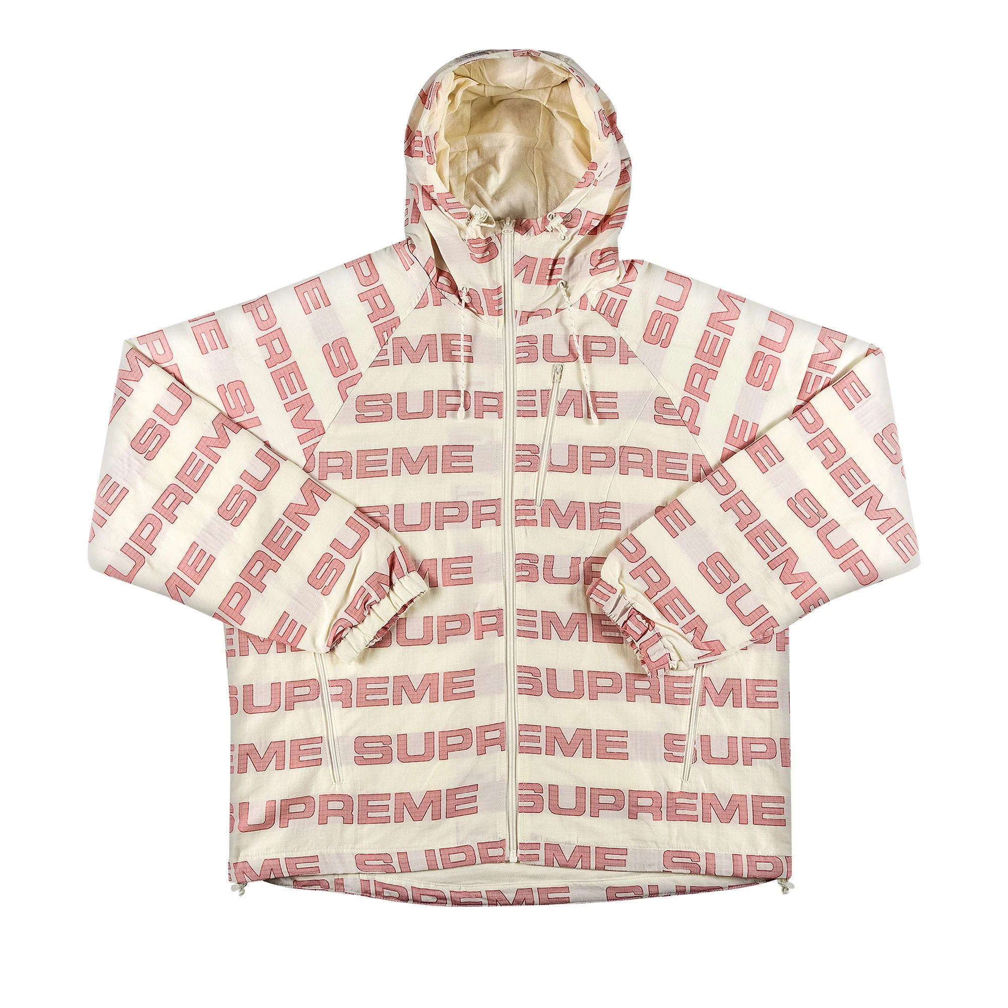 Supreme Logo Ripstop Hooded Track Jacket 'Natural' - 1