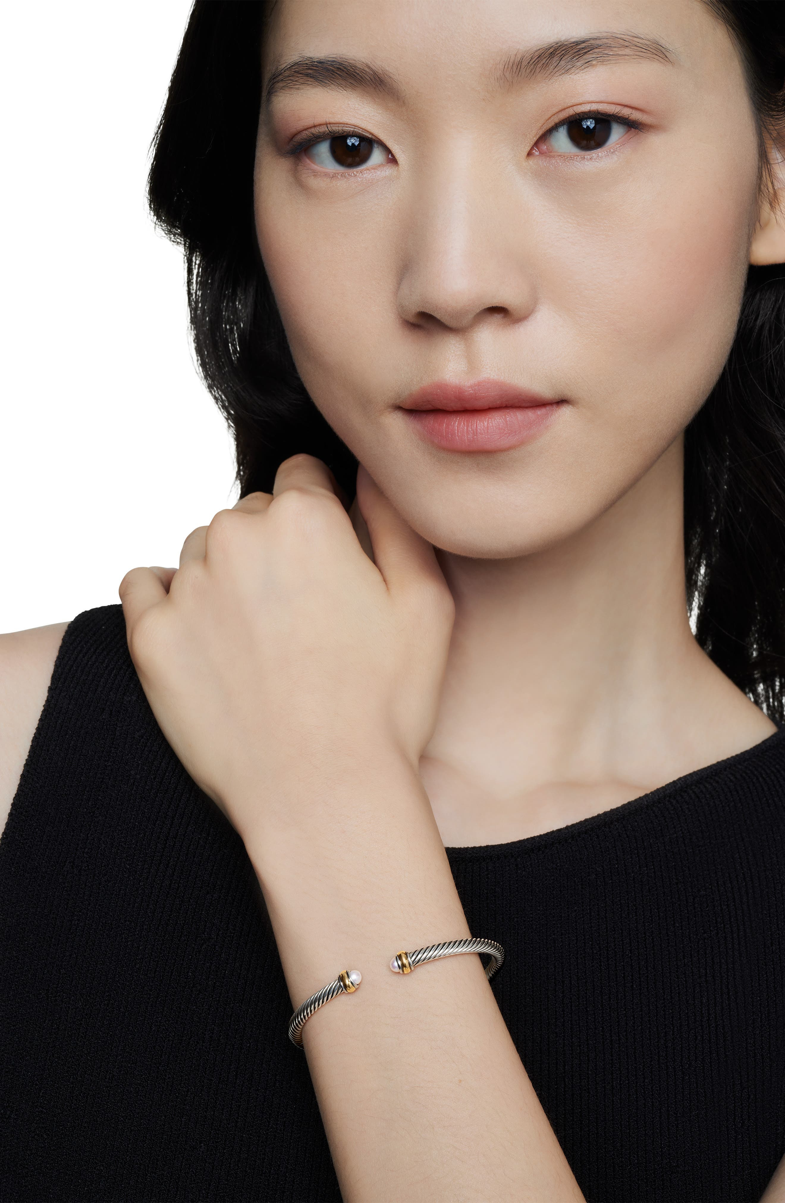 David Yurman Cable Classic Bracelet with 18K Gold & Semiprecious Stones, 4mm in Silver/Pearl at Nord - 2