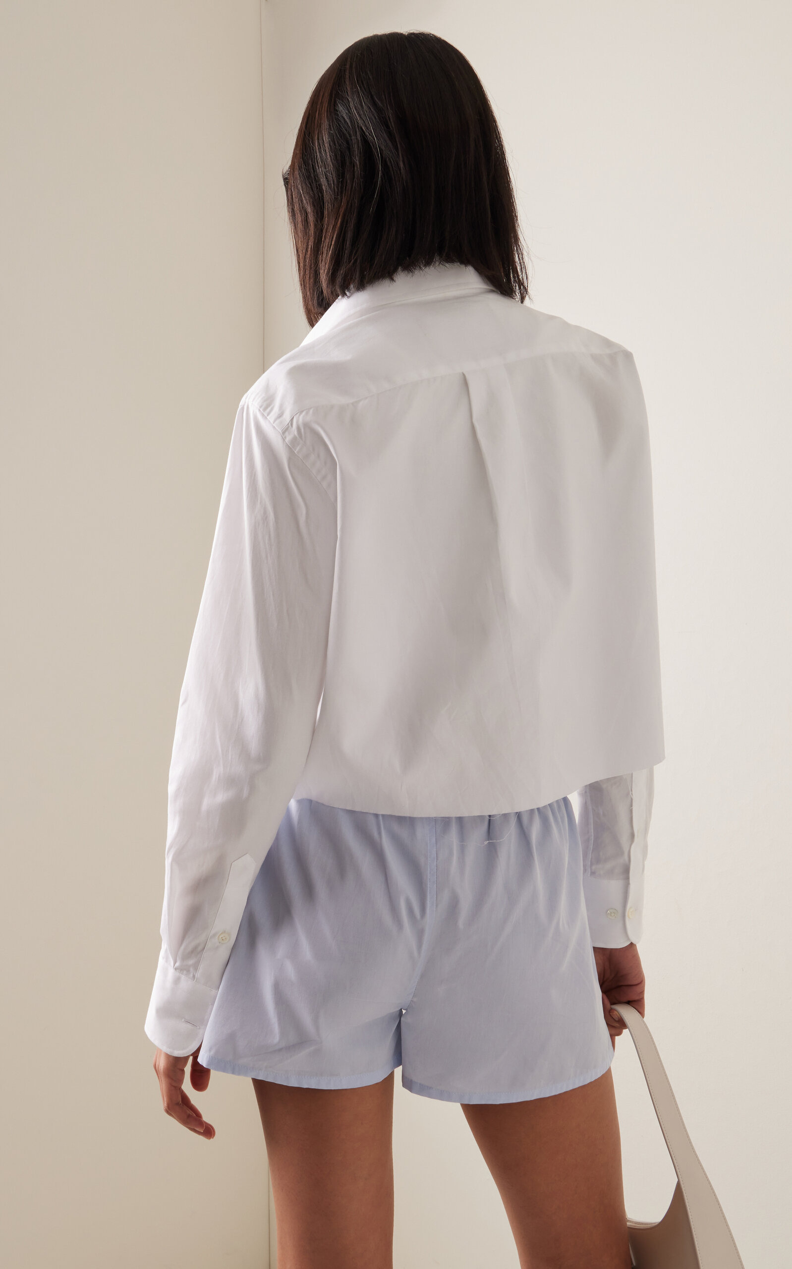 Cropped Cotton Shirt white - 4