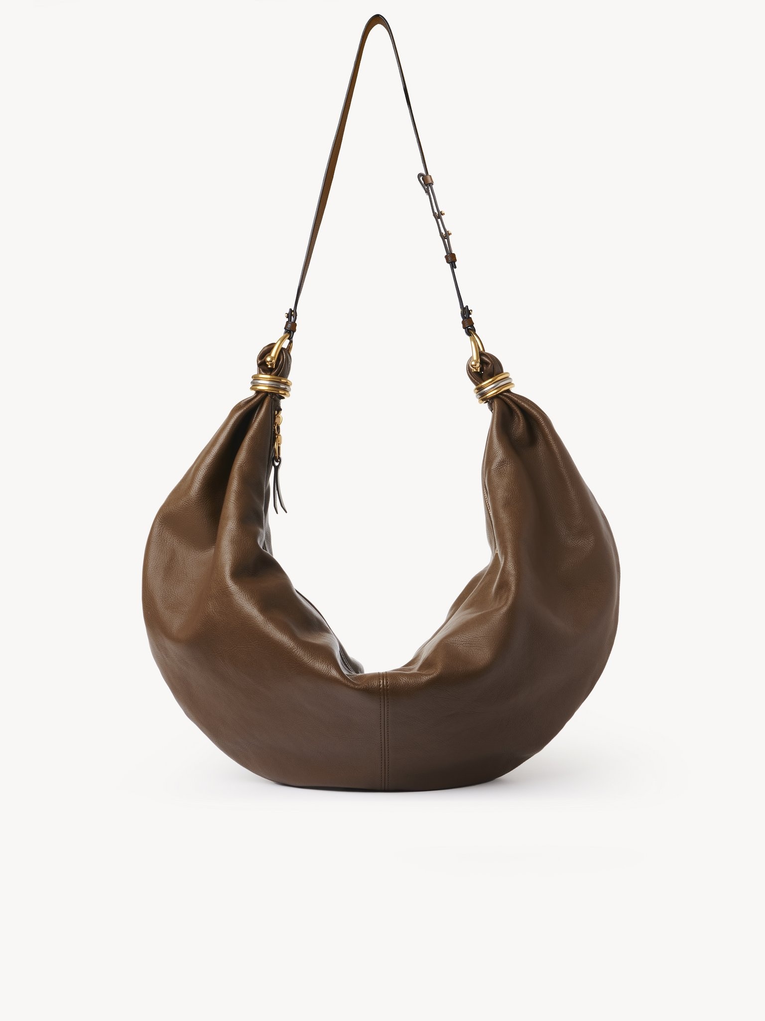 LARGE BRACELET HOBO BAG IN GRAINED LEATHER - 1