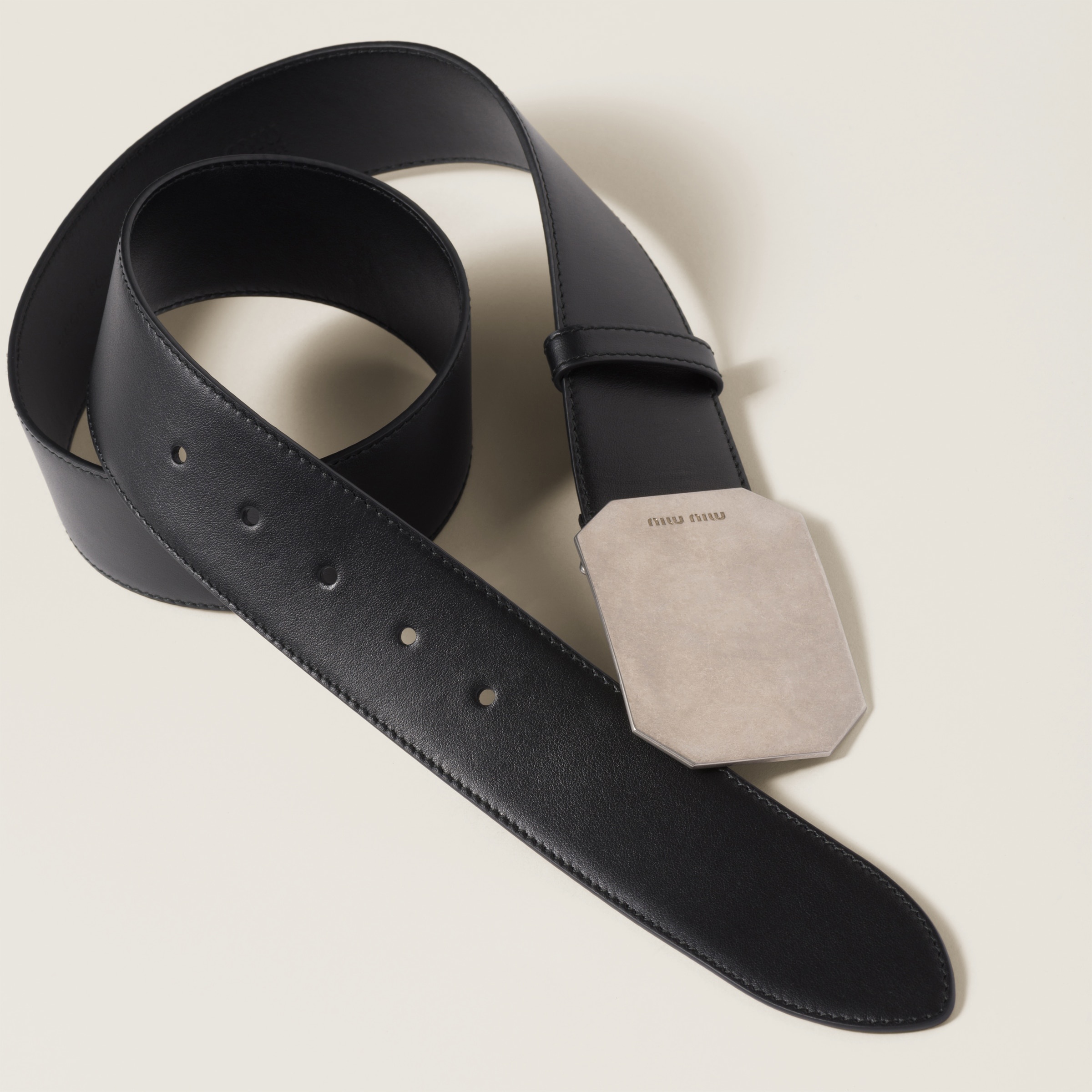 ベルト MiuMiu BELT (5CC6122C9Q F0002) Black Nappa Leather Belt | Miu Miu