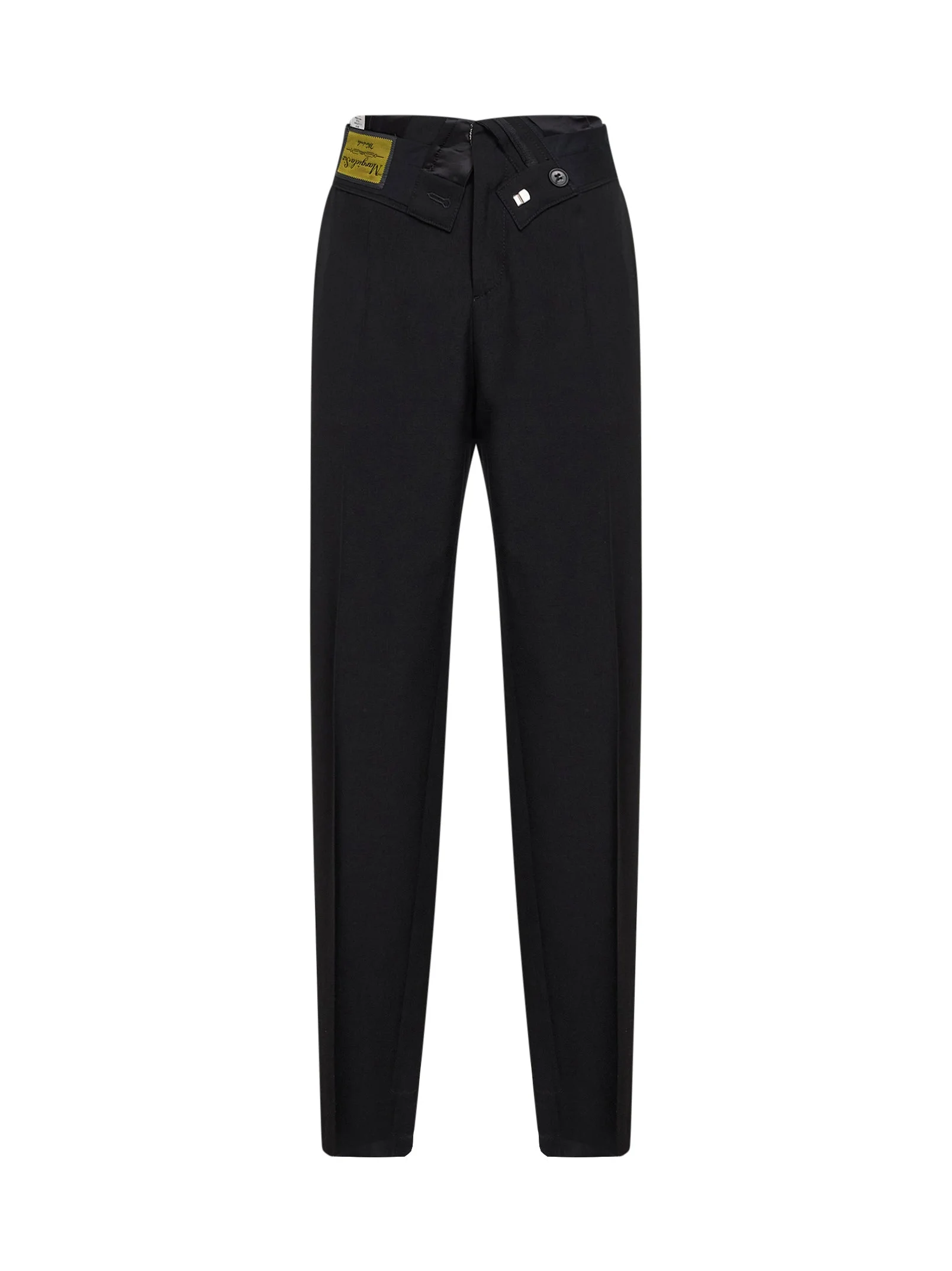 Black wool blend reverse waistband trousers - 1