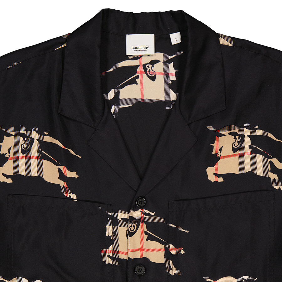 Burberry Equestrian Knight-Print Silk Shirt - 7