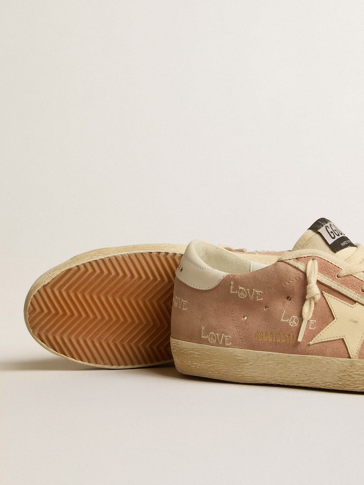 Super-Star in powder-pink suede with cream leather star - 4