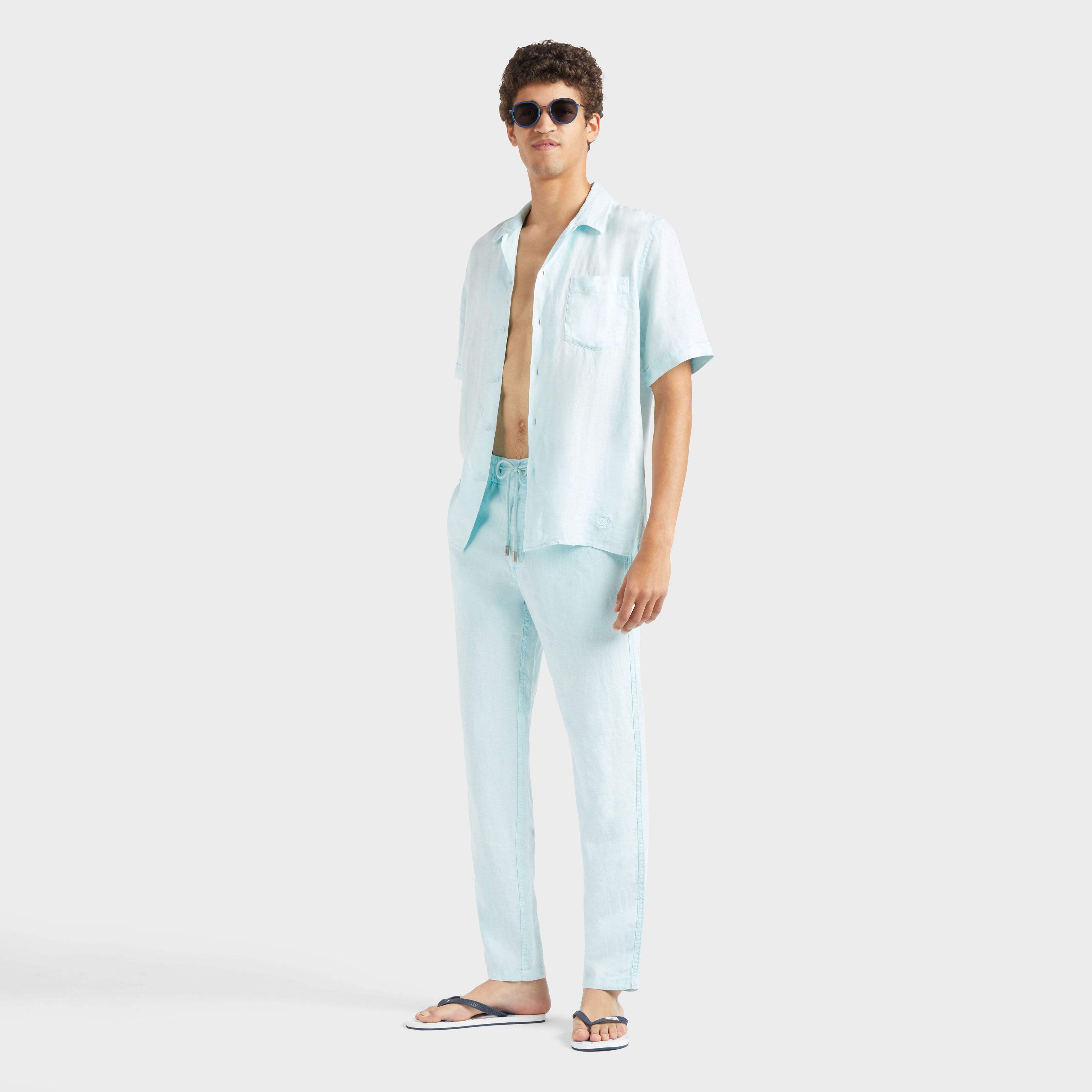 Men Linen Pants Regular Fit Solid - 5