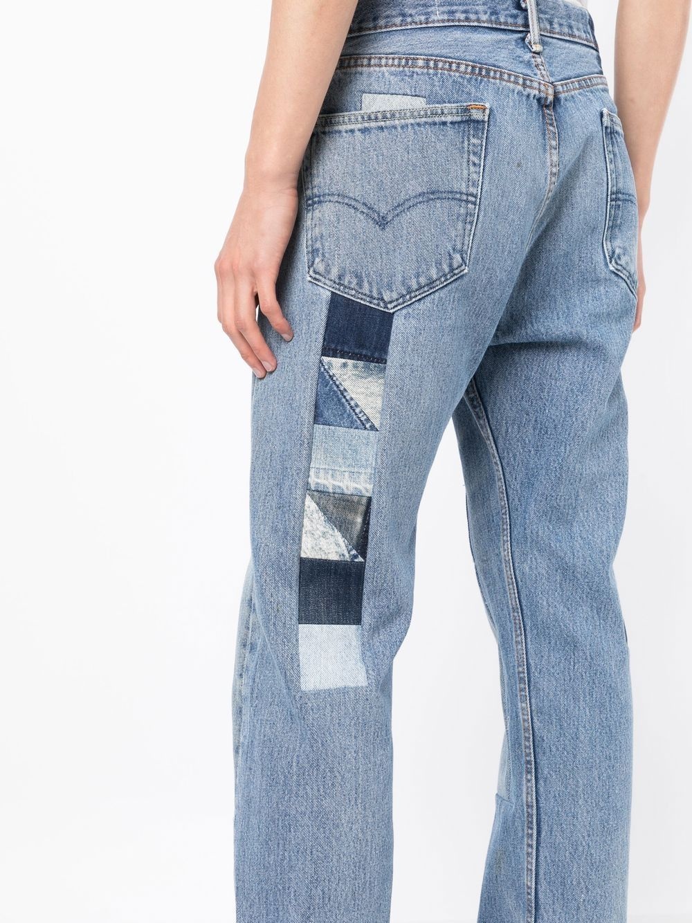 straight-leg patchwork jeans - 5