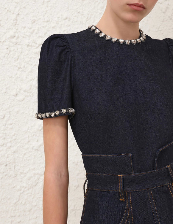 Embellished Denim Top - 5
