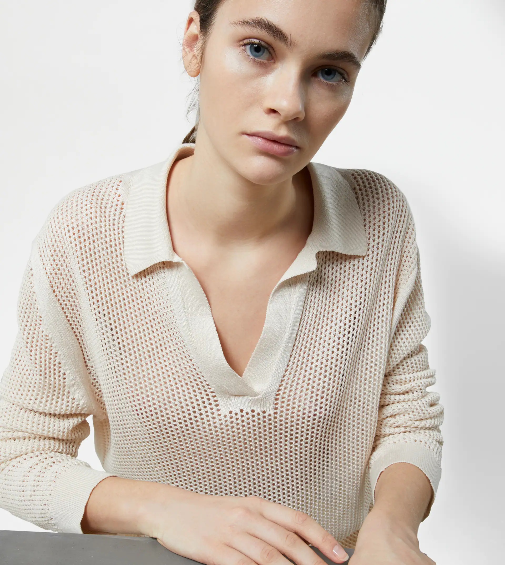 KNITTED POLO SHIRT - WHITE - 5