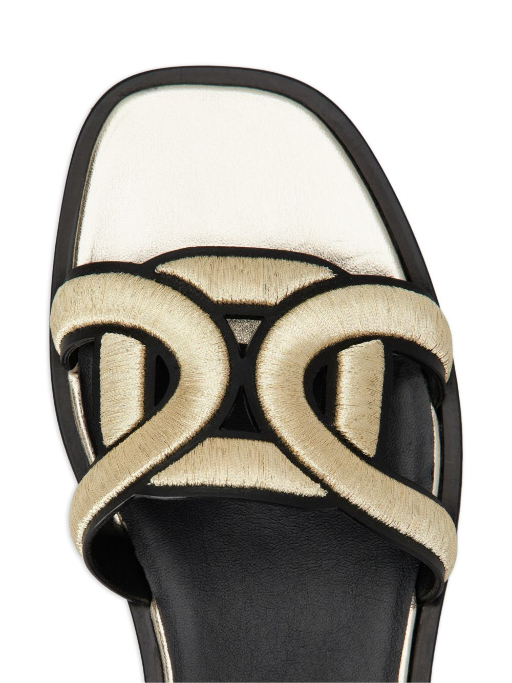 embroidered-stap flat sandals - 3