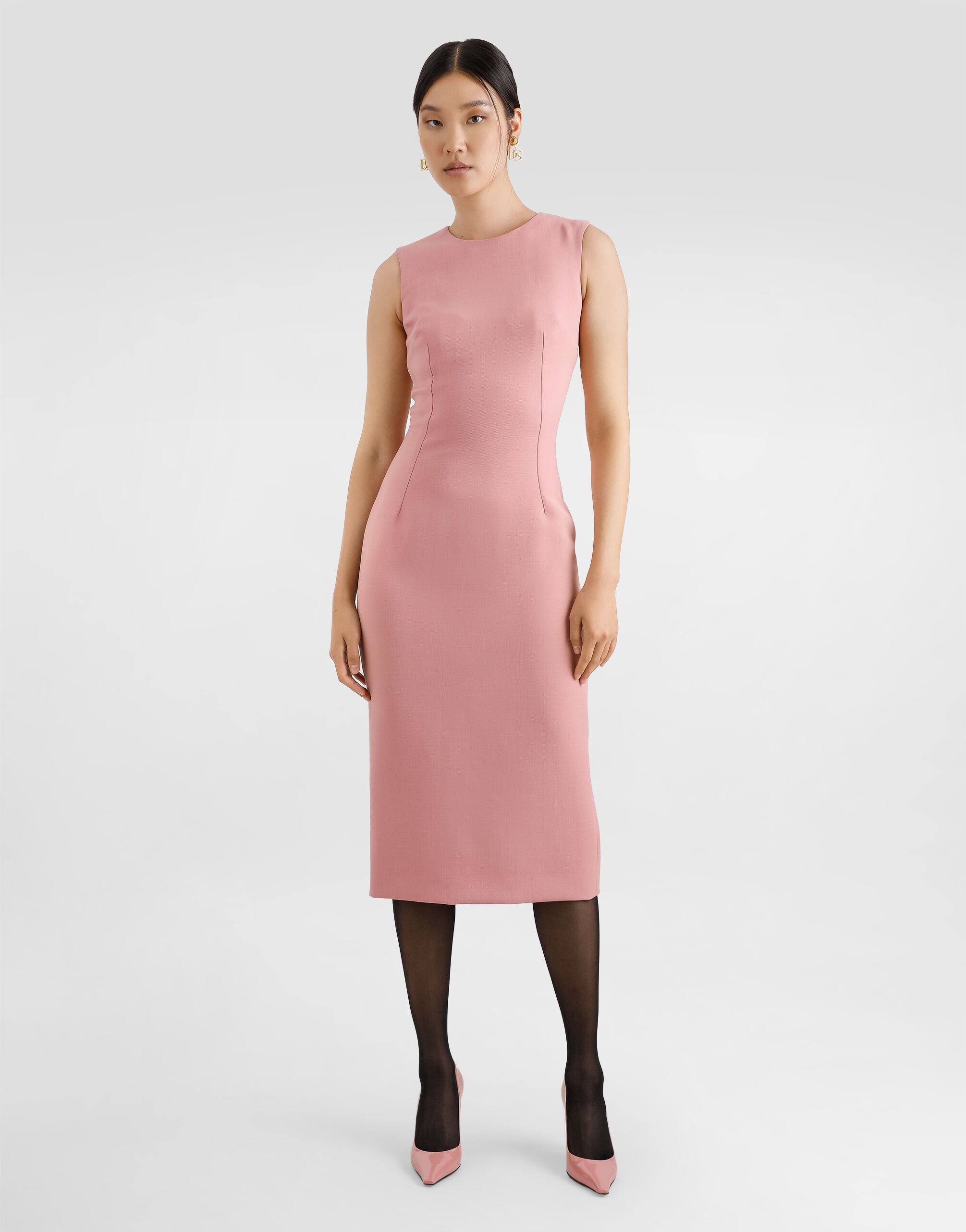 Wool crepe sheath longuette dress - 2