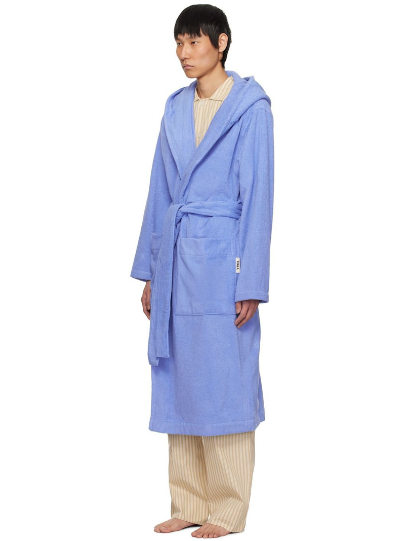 TEKLA Blue Terry Hooded Bathrobe outlook