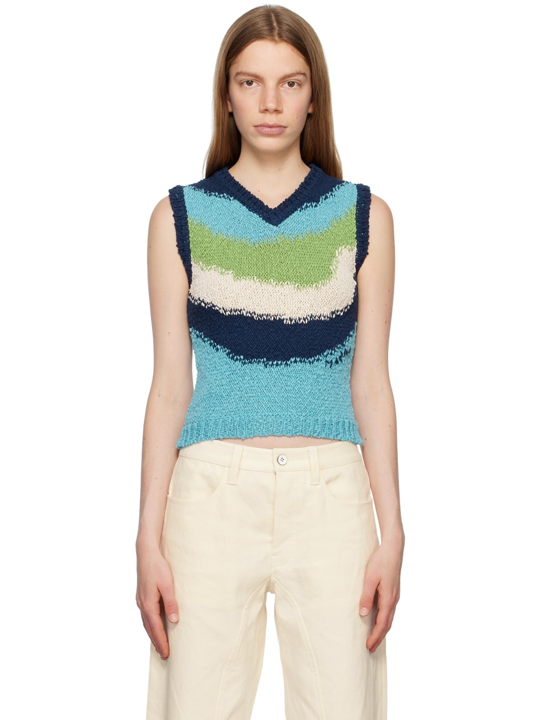 Blue Embroidered Vest - 1