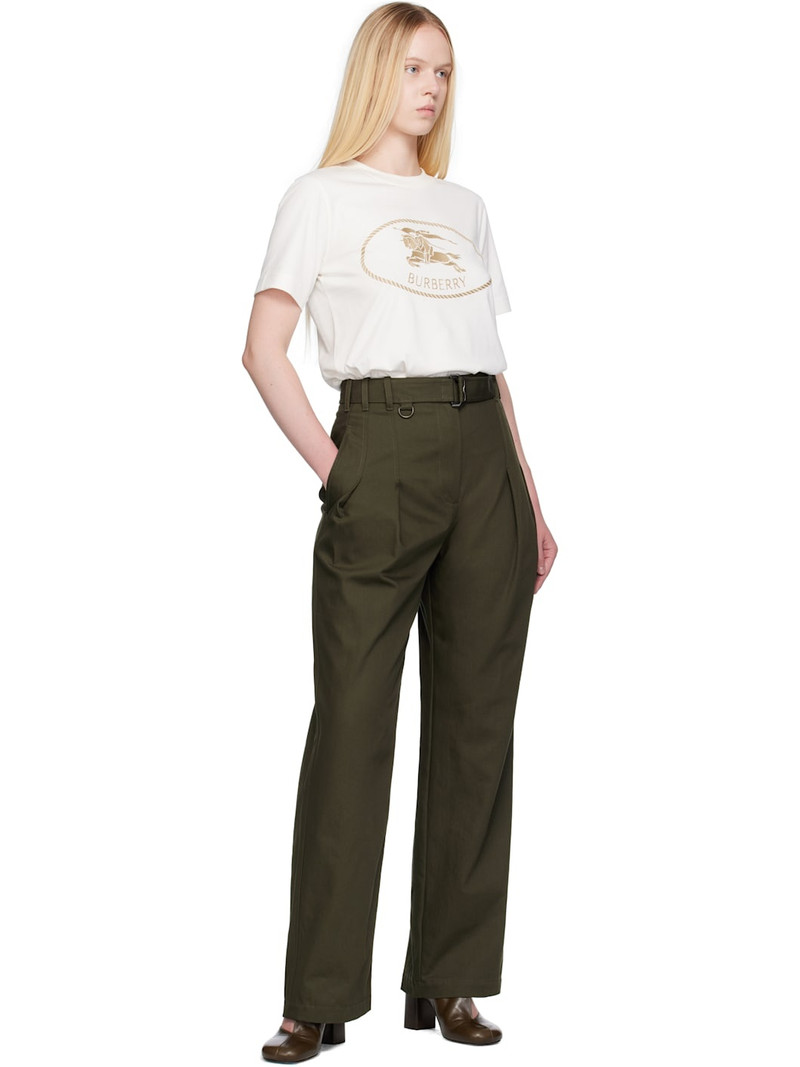 Burberry Green Gabardine Belted Trousers outlook